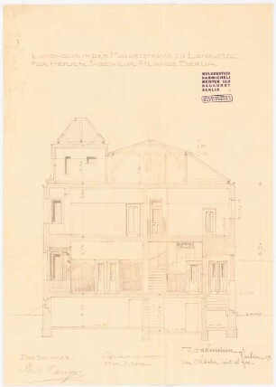 Landhaus Lange, Berlin-Lankwitz: Querschnitt 1:50