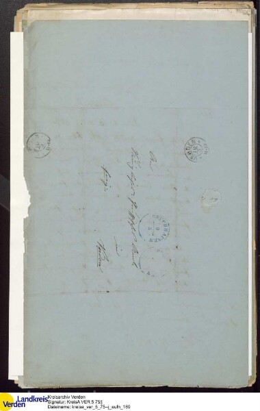 Von W. Fehsenfeld (Blender, Morsum) 1863 beantragte Wind- und Dampf-Kornmühle an der Straße zwischen Amedorf und Oiste; V.