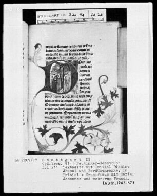 Gebetbuch des Konrad Peutinger — Initiale D (omine Ihesu), darin Kreuzigung, Folio 211recto