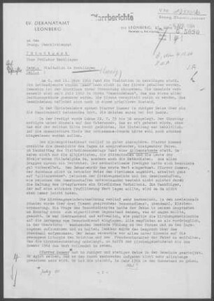 Merklingen (Weil der Stadt): Visitationsbericht mit Pfarrbericht 1964