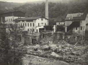 Langenhennersdorf, beschädigte Pappenfabrik nach dem verheerenden Hochwasser am 8./9. Juli 1927