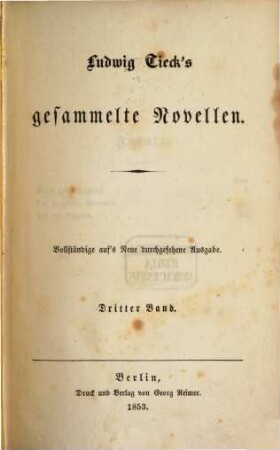 Ludwig Tieck's gesammelte Novellen. 3