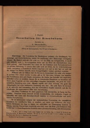 I. Kapitel. Vorarbeiten für Eisenbahnen.