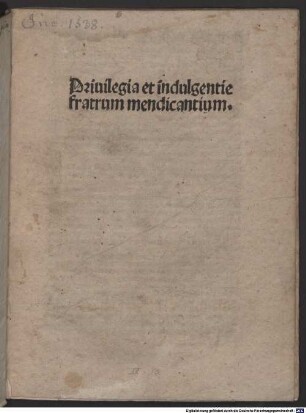 Privilegia et indulgentiae fratrum minorum ordinis sancti Francisci