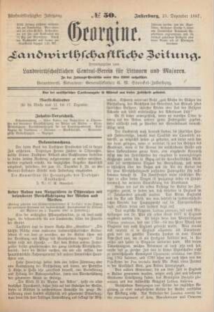 Fünfundfünfzigster Jahrgang. No. 50. Insterburg, 15. Dezember 1887.