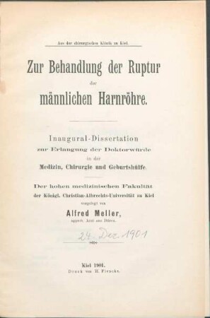 Zur Behandlung der Ruptur der männlichen Harnröhre