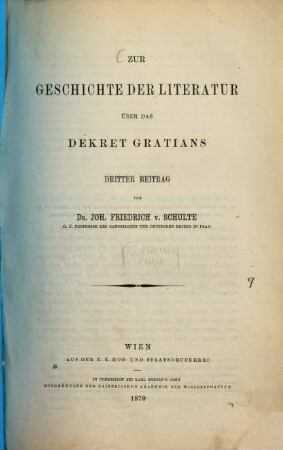 Zur Geschichte der Literatur über das Dekret Gratians, 3