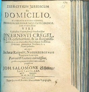 Exercitium Iuridicum De Domicilio