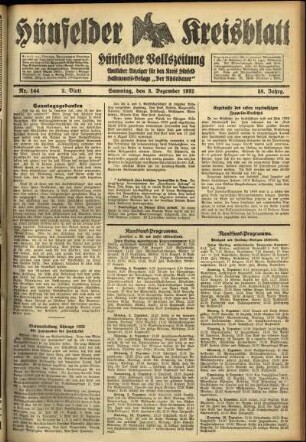 Zweite Ausgabe vom Samstag, den 03. Dezember 1932.