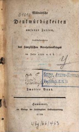 Neues militairisches Journal. 9 = St. 17/18. 1798