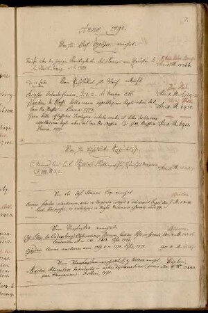 Von Hhn Prof. Tychsen, verehrt. - Vom Post Sekret. Hhn Ulrich erkauft. - Von Hhn Buchdrucker Rosenbusch. - Von Sir Joh. Banks Esq. verehrt - Vom Verfasser [Joseph Anton Slop de Cadenberg] verehrt. - Vom H. v. Katona verehrt.
