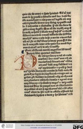 Incipit liber quartus eiusdem.