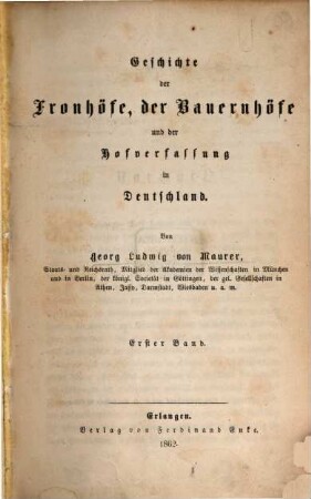 Geschichte der Fronhöfe, der Bauernhöfe und der Hofverfassung in Deutschland, 1