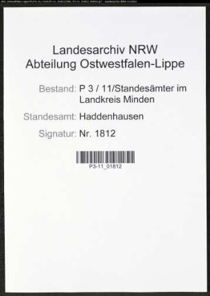 Heiratsregister Standesamt Haddenhausen