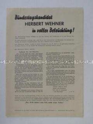 Propagandaflugblatt mit konservativer Polemik gegen die politische Karriere von Herbert Wehner