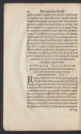 Futurum Theologum divinitus ad coelestis doctrinae studium vocari ... Cap. I.