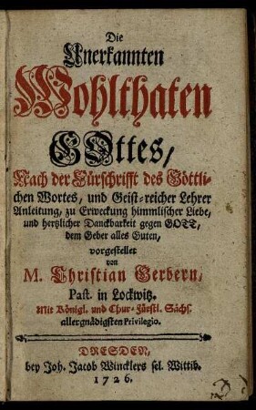 [Th. 1]: Die Unerkannten Wohlthaten Gottes. [Th. 1]