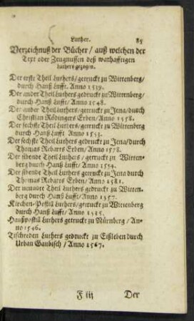 Verzeichnuß der Bücher/ ...
