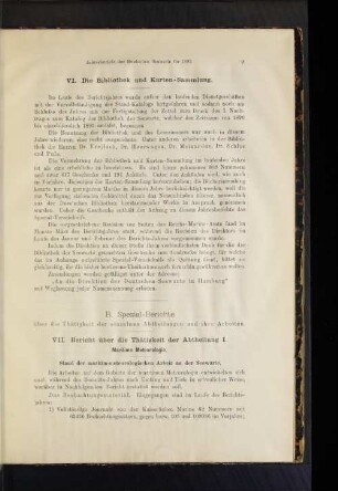 VI. Die Bibliothek und Karten-Sammlung.