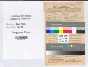 Entnazifizierung Franz Borggreve, geb. 28.07.1887 (Bankbeamter)