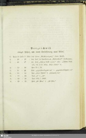 Verzeichniß einiger Fehler, um deren Verbesserung man bittet