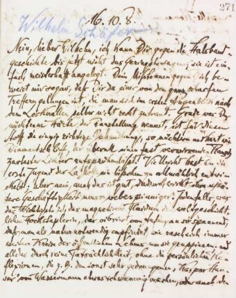 Brief an Wilhelm Schäfer