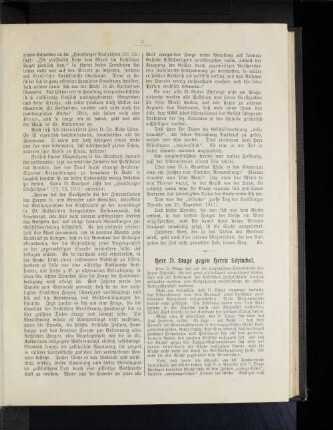 Herr D. Stage gegen Herrn Schinckel.
