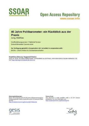 40 Jahre Politbarometer: ein Rückblick aus der Praxis