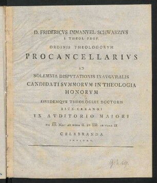 I-XVIII, Procancellarius