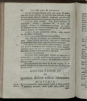Consultatio II de quodam dolore colico laborante