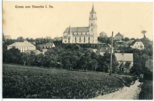 Staucha. Blick zur Kirche