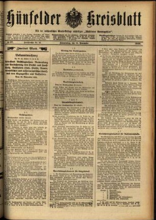 Zweite Ausgabe vom Donnerstag, den 16. November 1916.