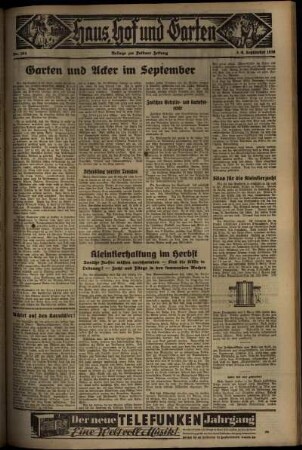 Vierte Ausgabe vom Samstag, den 05. September 1936.