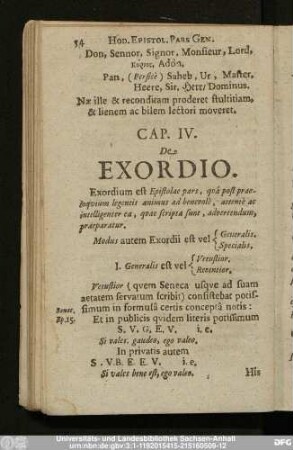 Cap. IV. De Exordio.