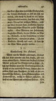 §. 17. Eintheilung der Geburt