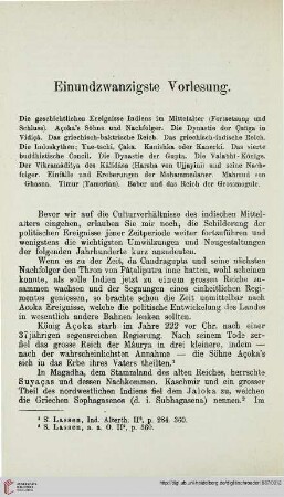 Einundzwanzigste Vorlesung