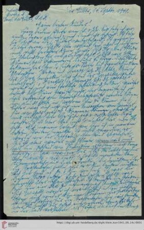 Korrespondenz von Alice und Ludwig Klein: Brief von Ludwig Klein an Kurt Klein, Irmgard Ehrlich und Max Klein
