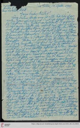 Korrespondenz von Alice und Ludwig Klein: Brief von Ludwig Klein an Kurt Klein, Irmgard Ehrlich und Max Klein