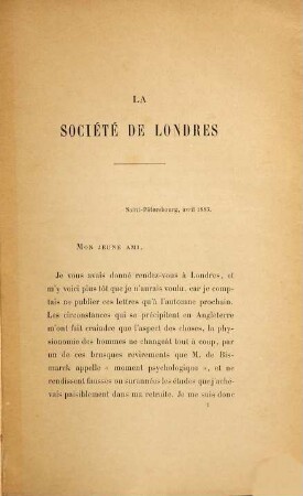 La Société de Londres : Augmentée de lettres inédites