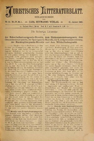 Juristisches Literaturblatt, 4. 1892
