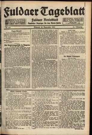 Ausgabe vom Mittwoch, den 14. September 1921.