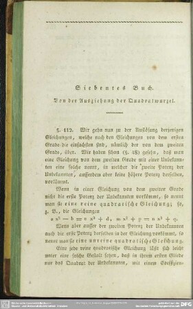 Siebentes Buch. Von der Ausziehung der Quadratwurzel