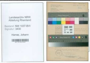Entnazifizierung Johann Harras , geb. 16.02.1895 (Milchhaendler)
