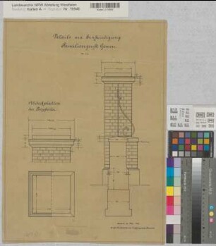 Gemen (Borken) Schloß Familiengruft Details der Einfriedung 1912 1 : 10 52 x 37,5 Zeichnung Landsberg-Velensches Bauamt Landsberg-Velen