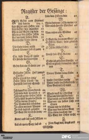 Register der Gesänge