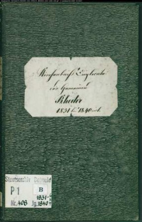 KIrchenbuchduplikat der katholischen Gemeinde Rheder, Kreis Höxter (GHT 1831-1840) (Gemeinde: Katholische Gemeinde Rheder)