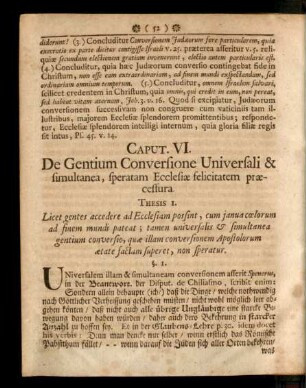 Caput. VI. De Gentium Conversione Universali ...