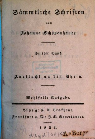 Sämmtliche Schriften, 3. Ausflucht an den Rhein