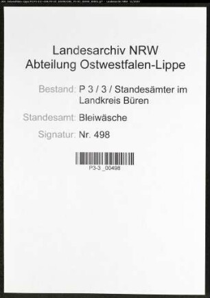 Sterberegister Standesamt Bleiwäsche