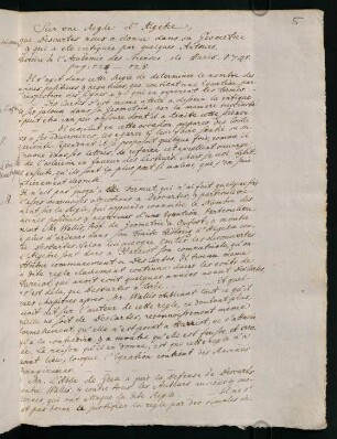 5r-5v, Sur une regle d'Algebre que Descartes nous a donnée dans sa Géométrie (1741)